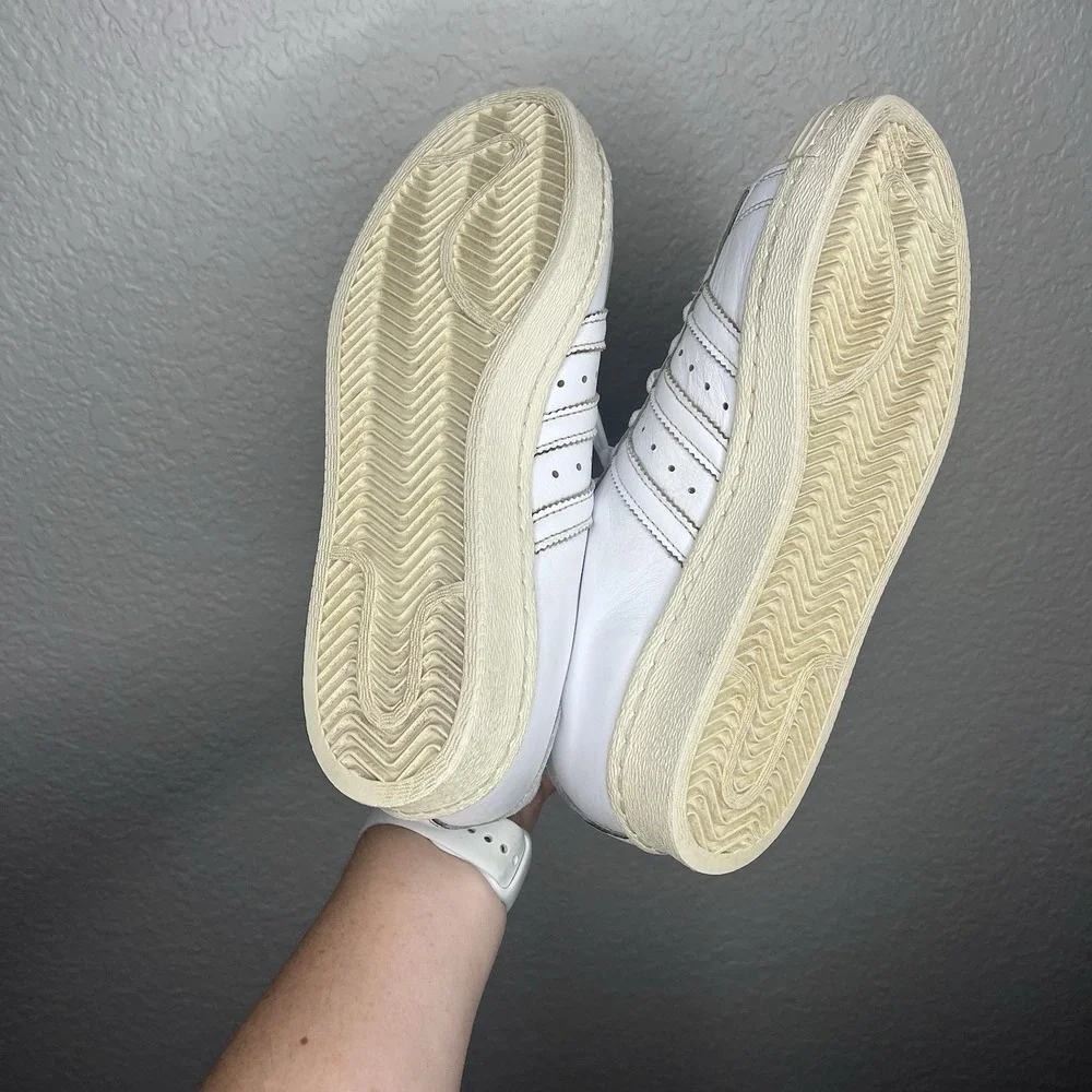 Adidas Shoes Men White Beige Original Superstar Sneaker Lace Low EE7392 Size 7.5